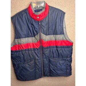 Wrangler Mens Totally 80s Puffer Ski Vest Blue Red Zip Outerwear Western Large
